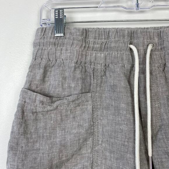 Athleta Cabo Linen 4" Short 100% Linen Gray Pockets Drawstring Travel Size 2 - Picture 3 of 9